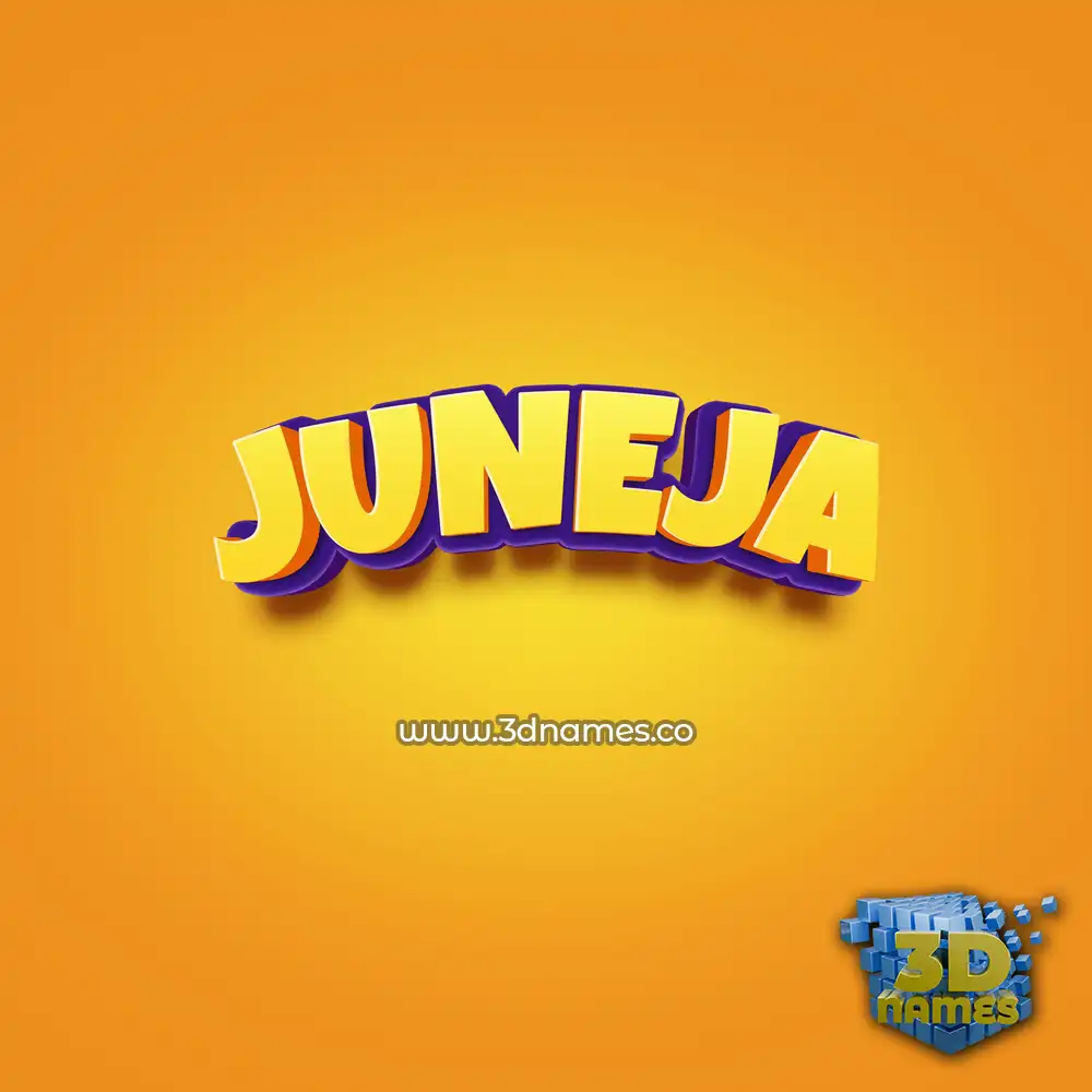 juneja in Orange Toon style - 3D name wallpaper