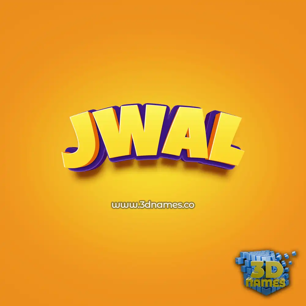 jwal in Orange Toon style - 3D name wallpaper