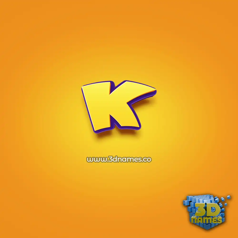 k in Orange Toon style - 3D name wallpaper