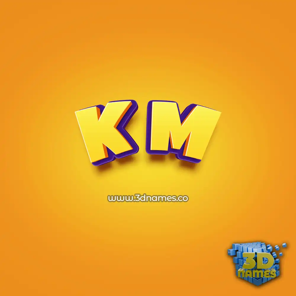 k m in Orange Toon style - 3D name wallpaper