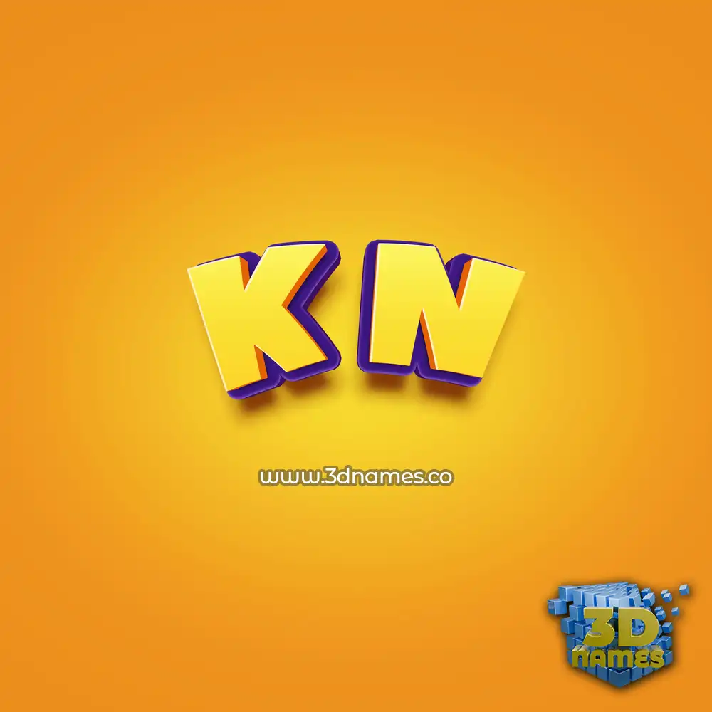 k n in Orange Toon style - 3D name wallpaper