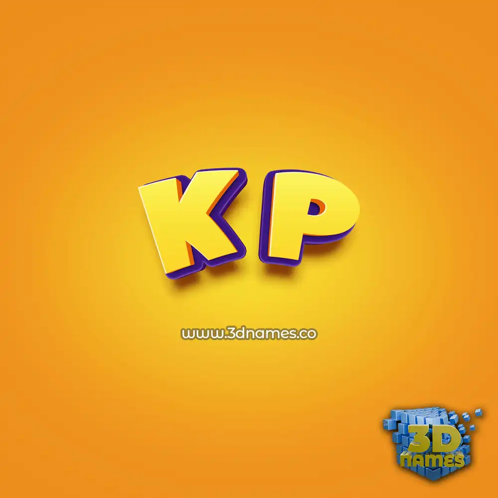 k p in Orange Toon style - 3D name wallpaper