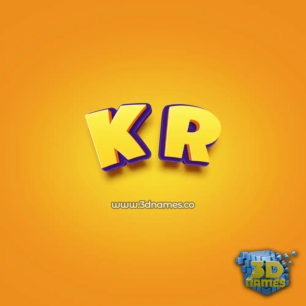 k r in Orange Toon style - 3D name wallpaper