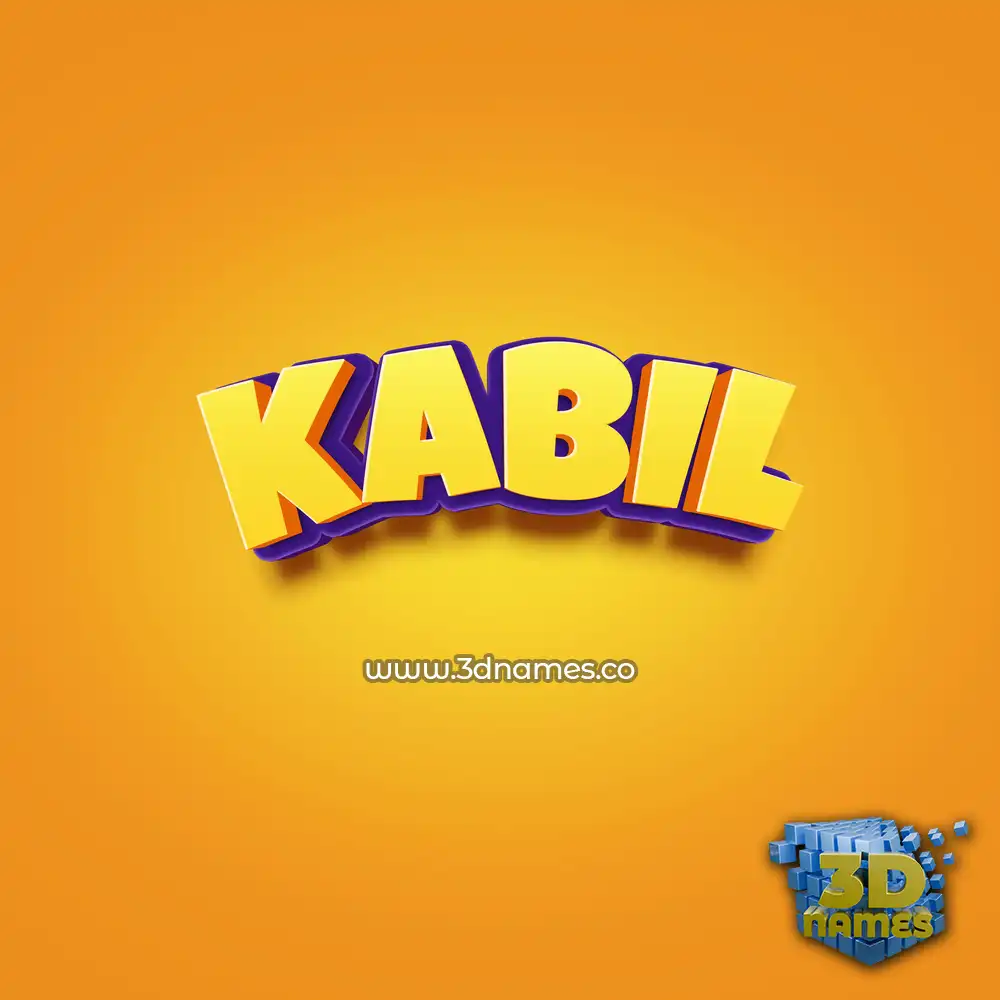 kabil in Orange Toon style - 3D name wallpaper