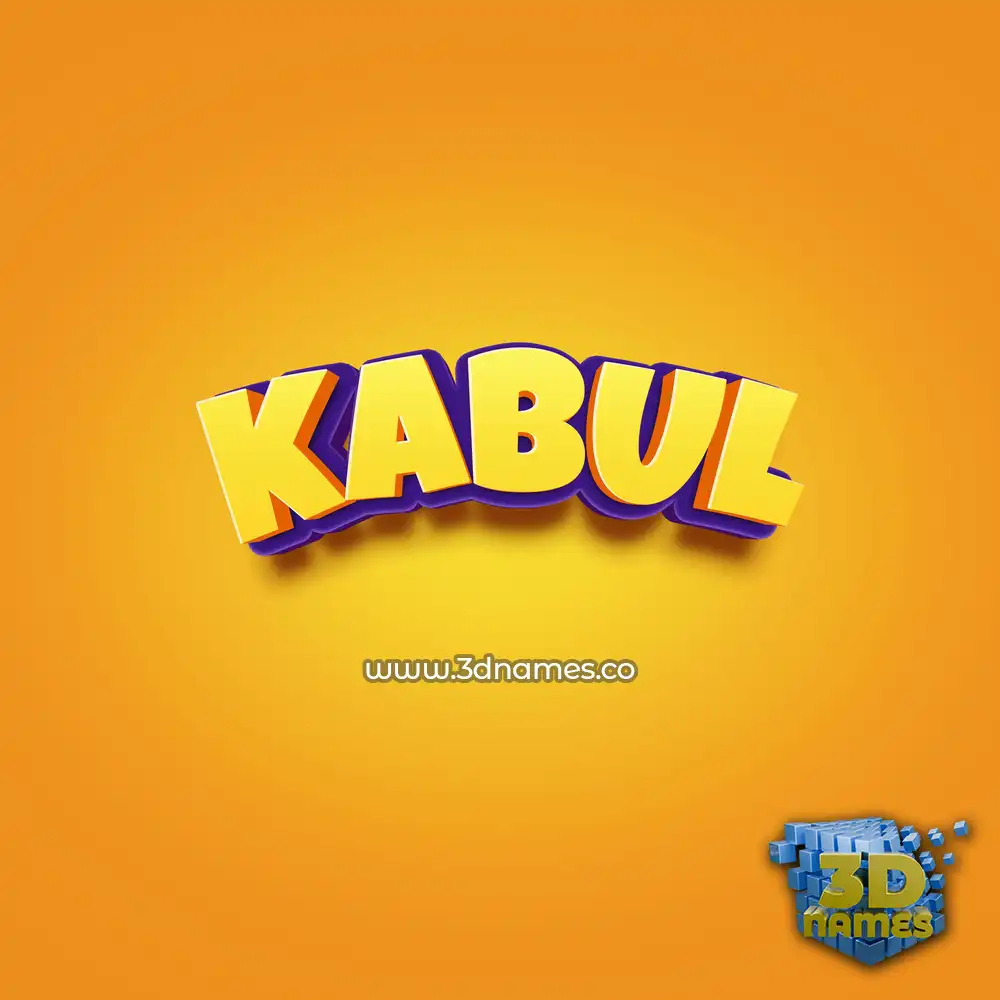kabul in Orange Toon style - 3D name wallpaper