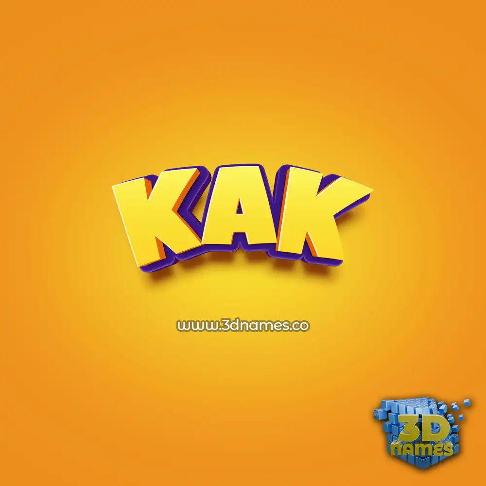 kak in Orange Toon style - 3D name wallpaper