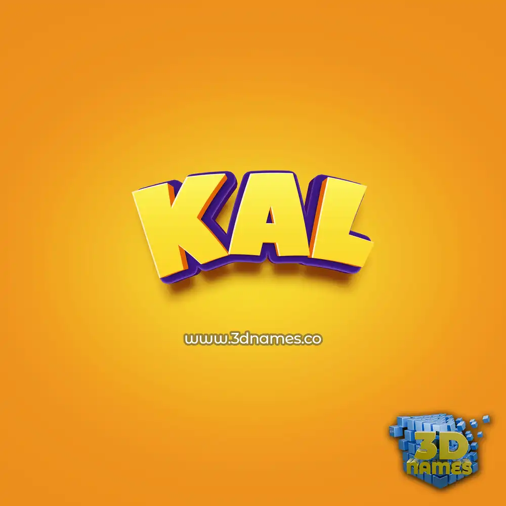 kal in Orange Toon style - 3D name wallpaper