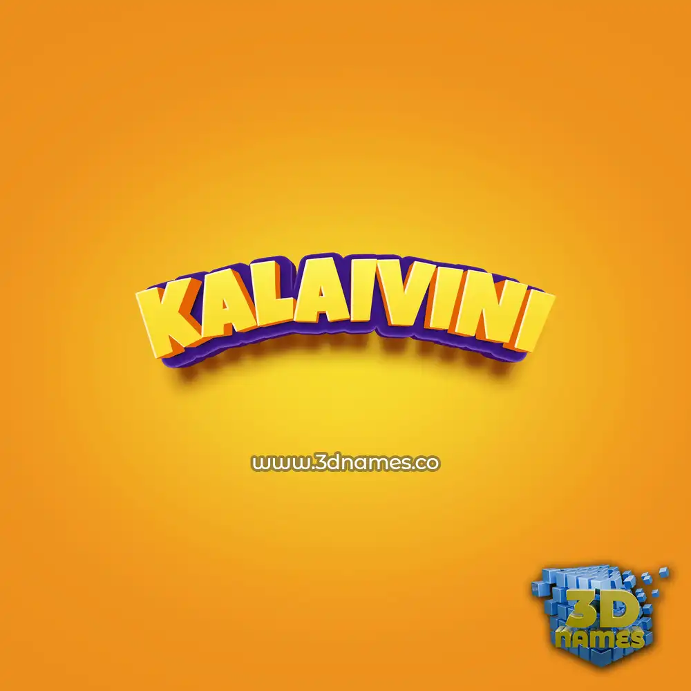 kalaivini in Orange Toon style - 3D name wallpaper