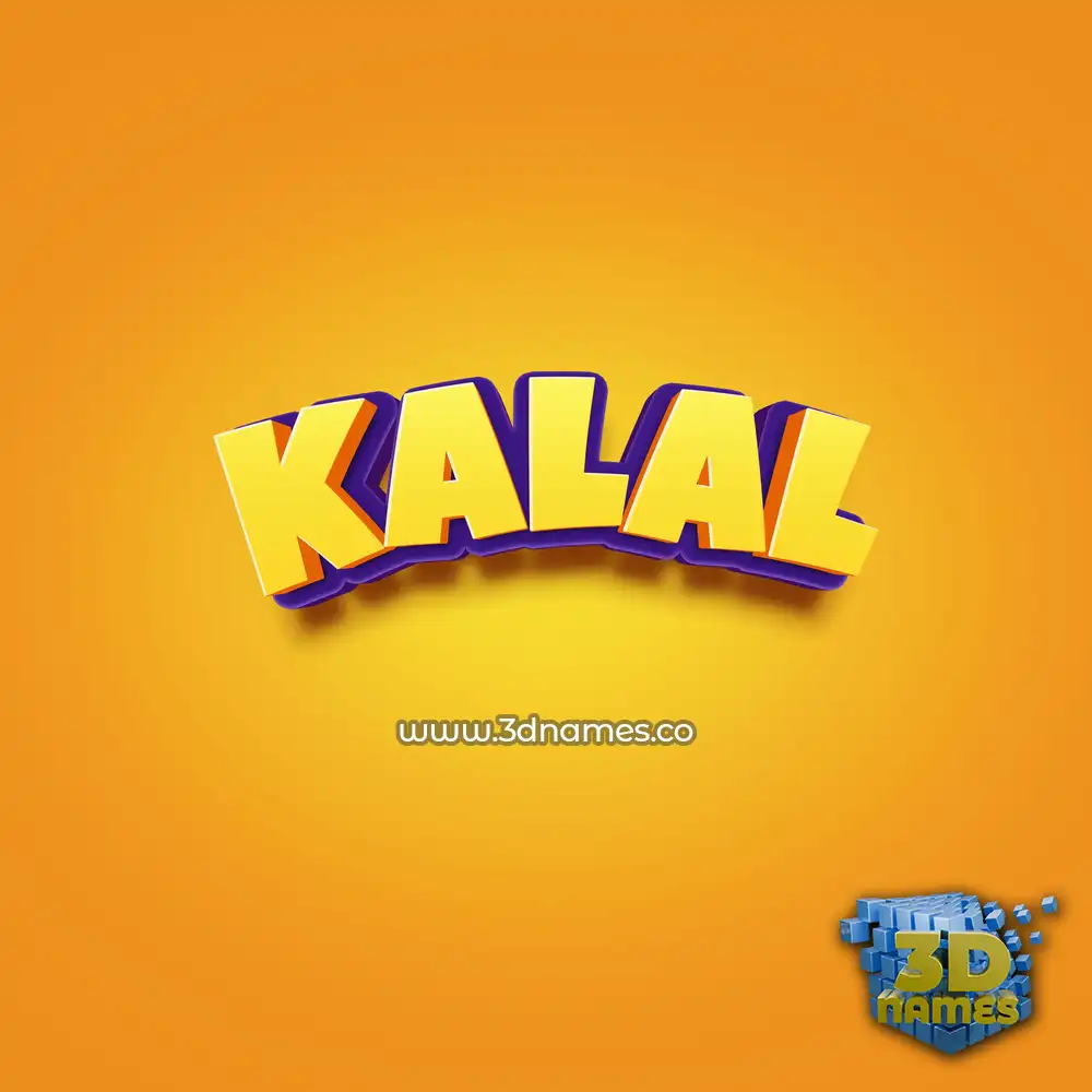 kalal in Orange Toon style - 3D name wallpaper