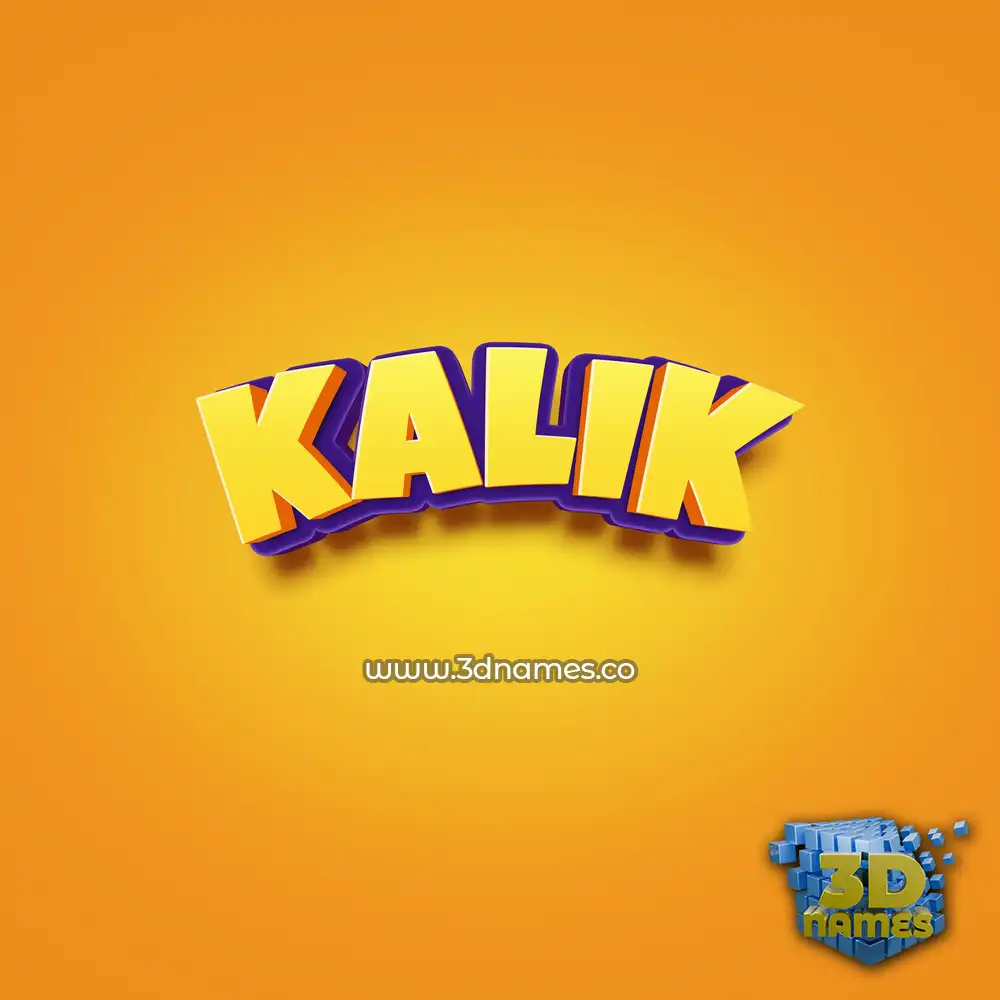 kalik in Orange Toon style - 3D name wallpaper