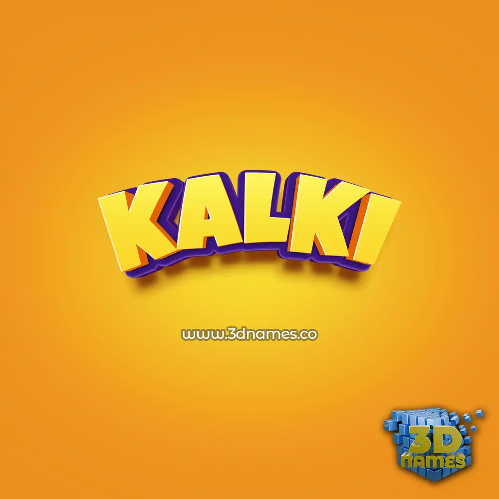kalki in Orange Toon style - 3D name wallpaper