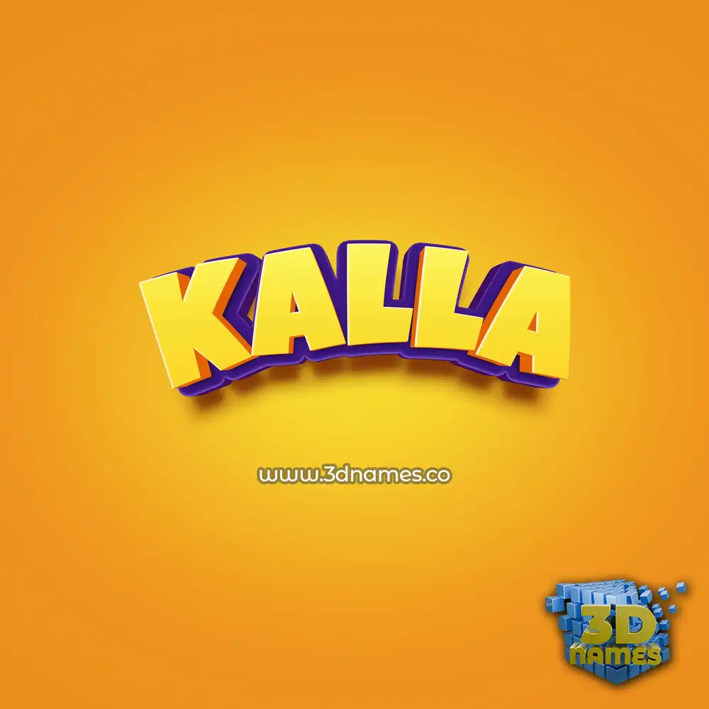 kalla in Orange Toon style - 3D name wallpaper