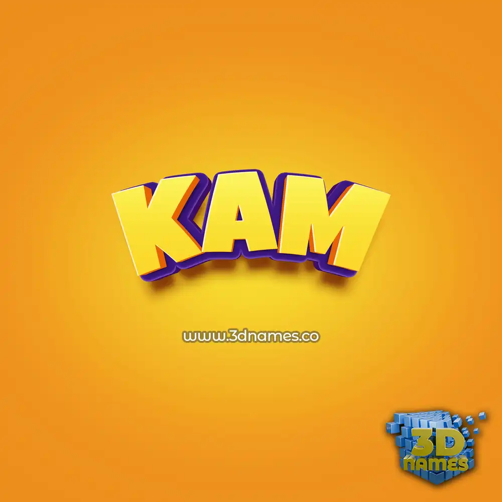 kam in Orange Toon style - 3D name wallpaper