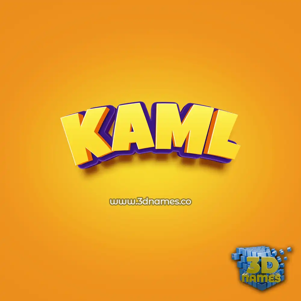 kaml in Orange Toon style - 3D name wallpaper
