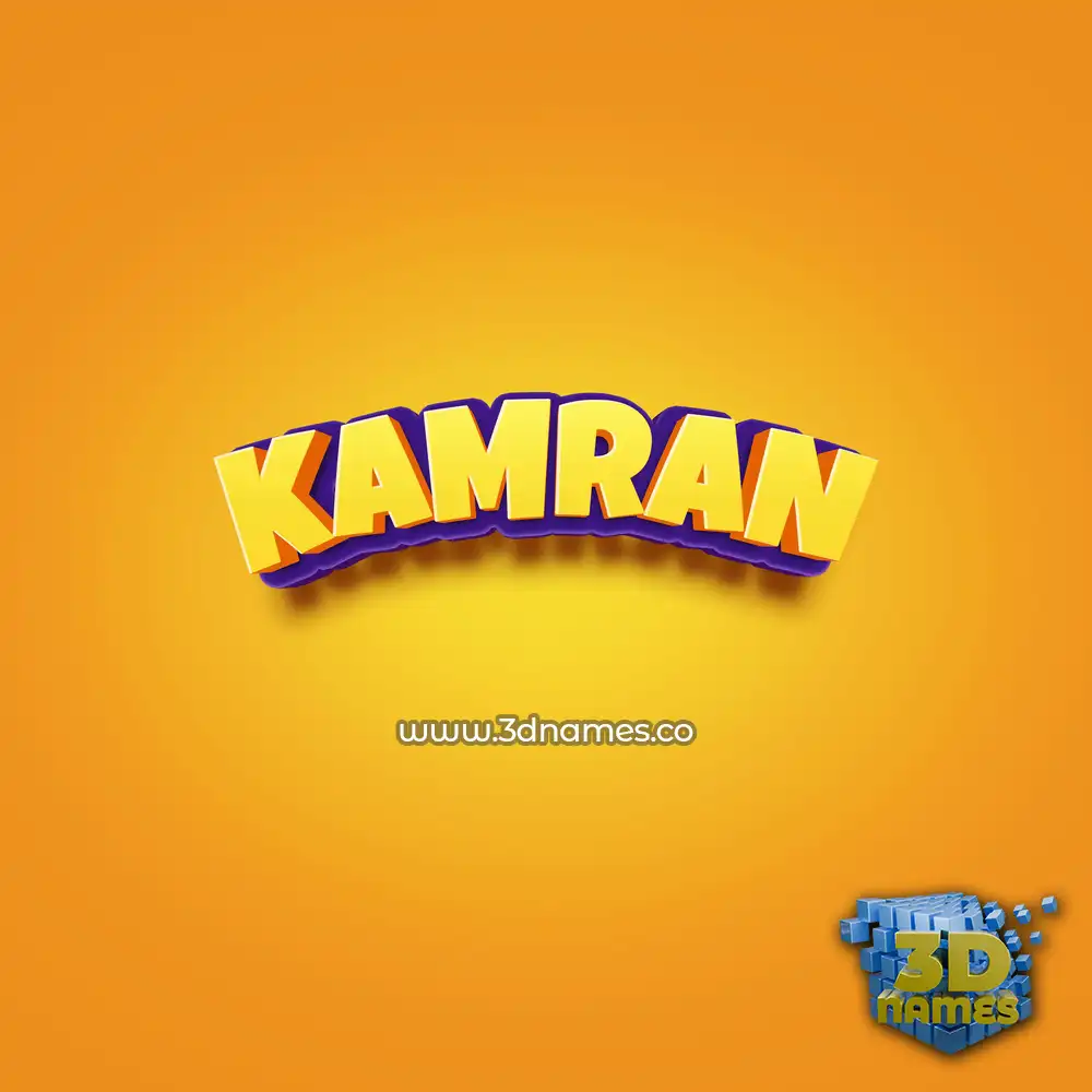 kamran in Orange Toon style - 3D name wallpaper