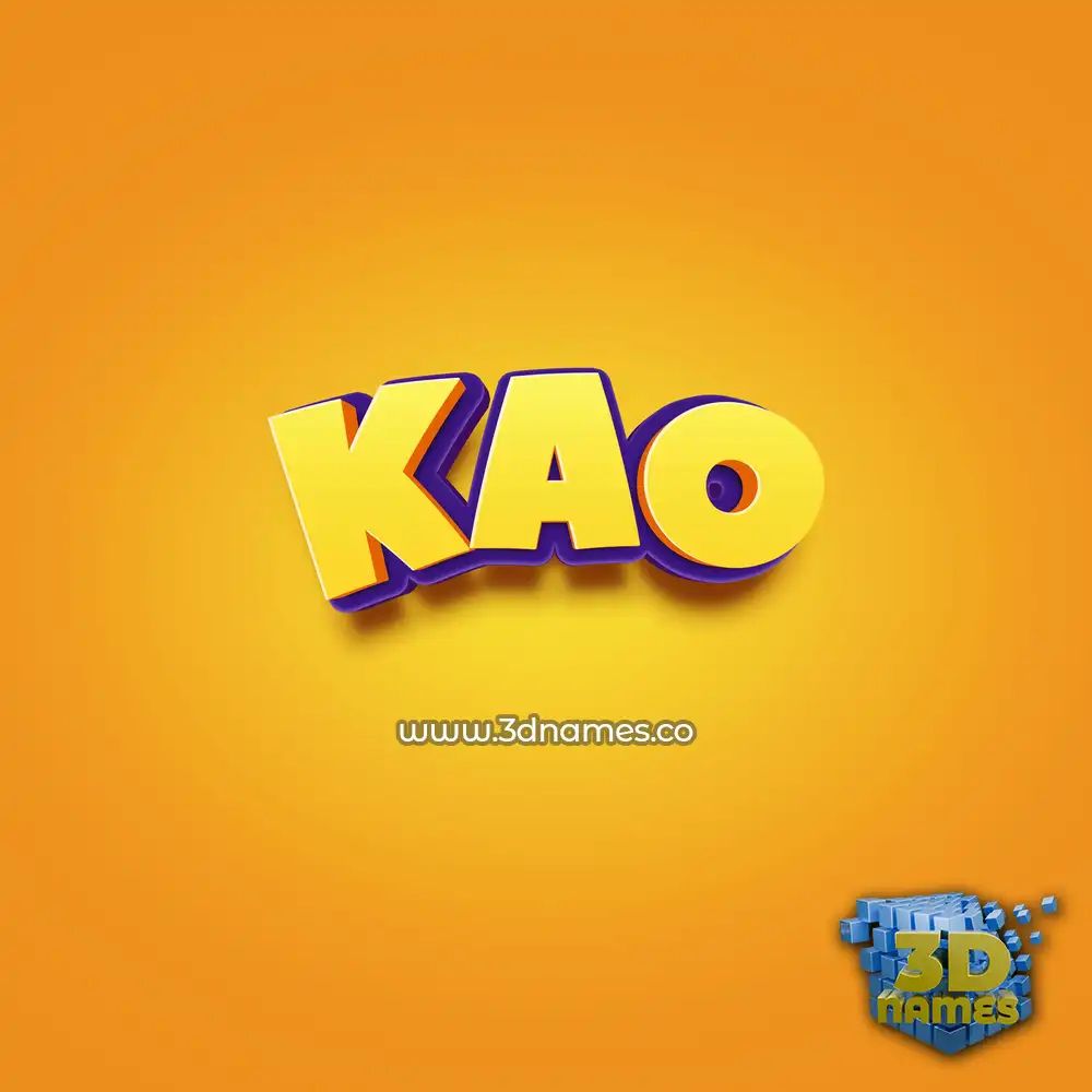 kao in Orange Toon style - 3D name wallpaper