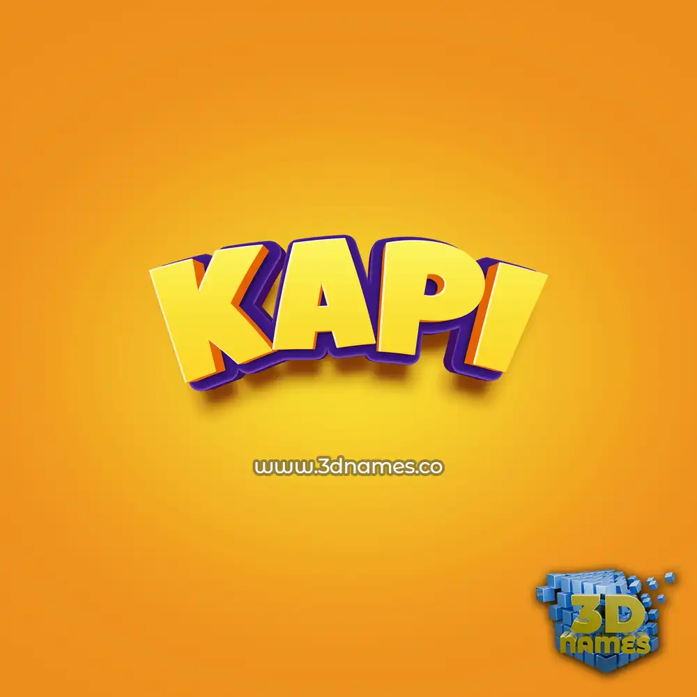 kapi in Orange Toon style - 3D name wallpaper