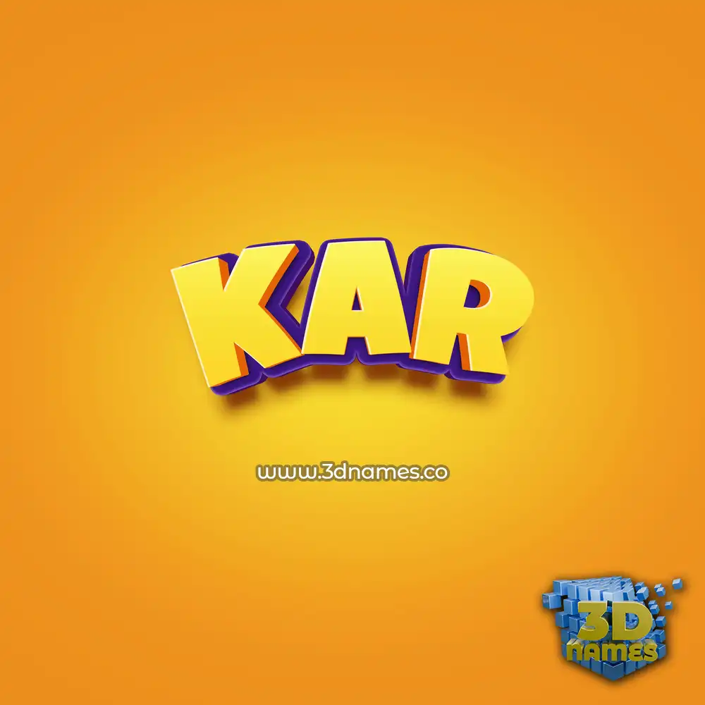 kar in Orange Toon style - 3D name wallpaper