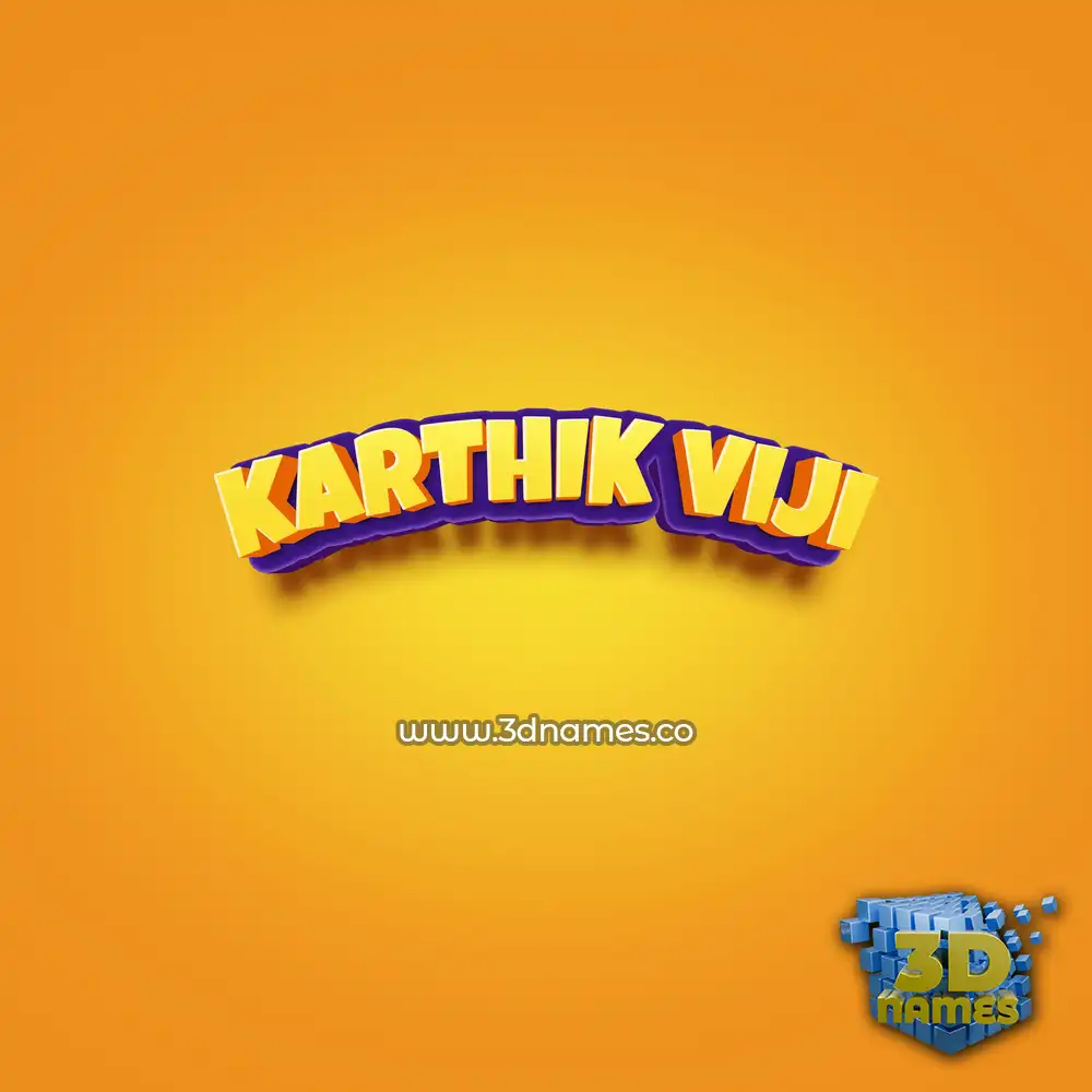 karthik viji in Orange Toon style - 3D name wallpaper