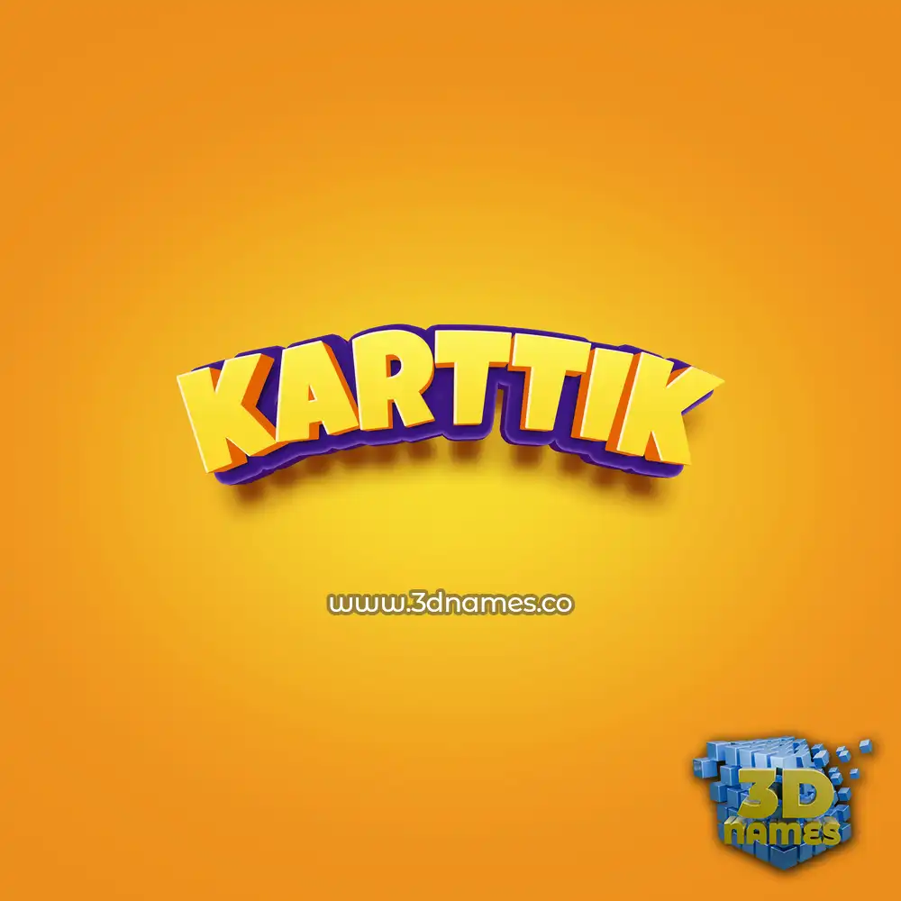 karttik in Orange Toon style - 3D name wallpaper