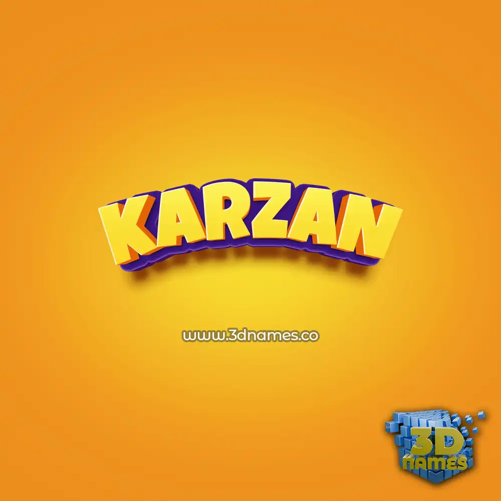 karzan in Orange Toon style - 3D name wallpaper