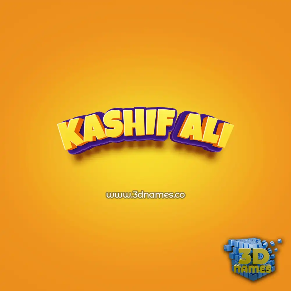 kashif ali in Orange Toon style - 3D name wallpaper