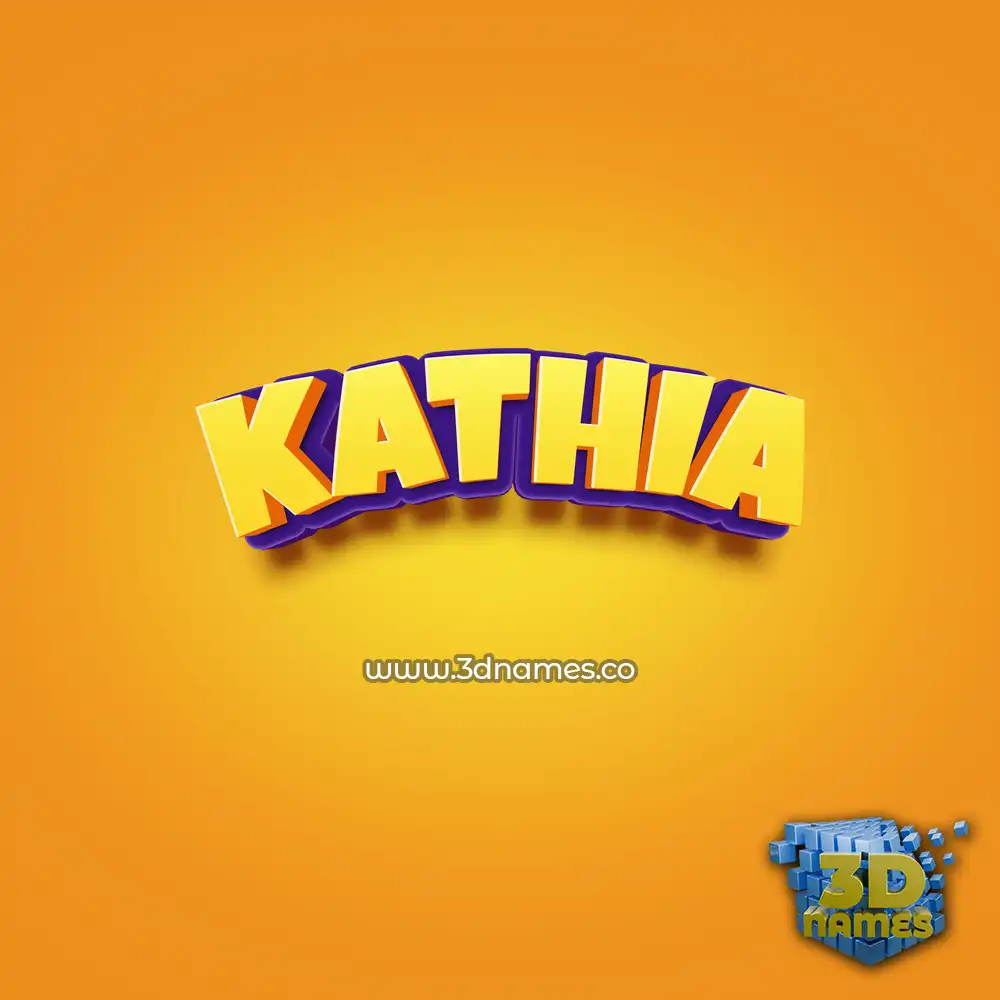 kathia in Orange Toon style - 3D name wallpaper