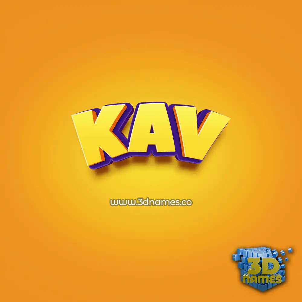kav in Orange Toon style - 3D name wallpaper