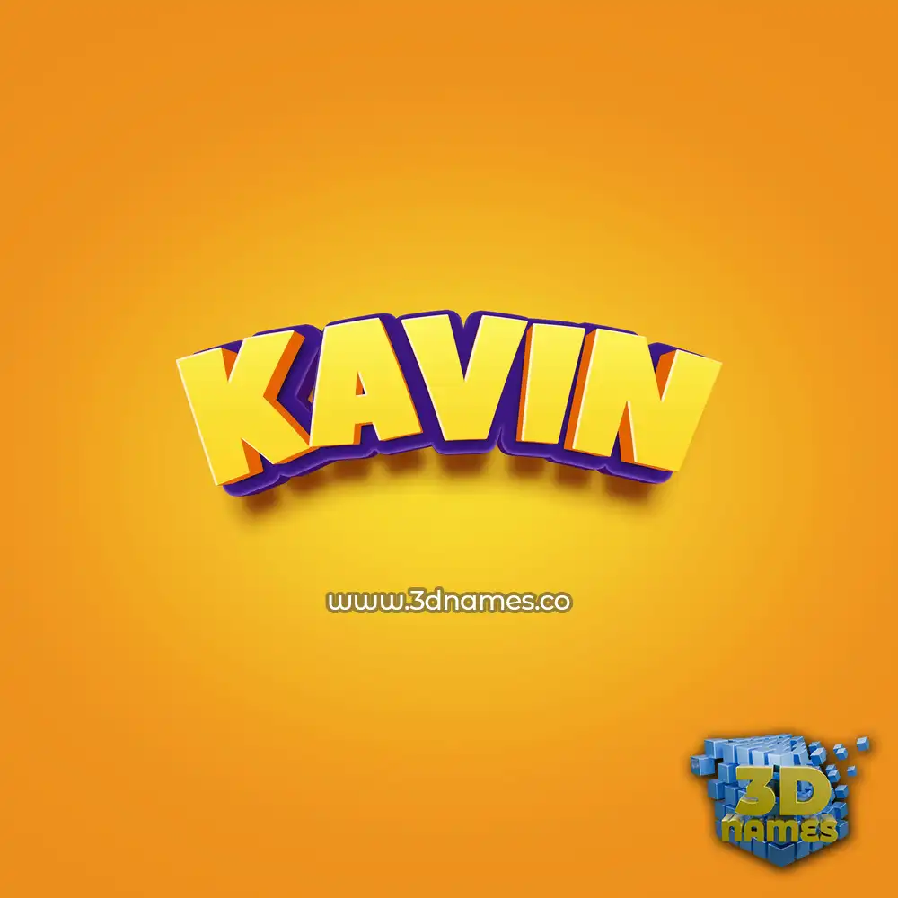 kavin in Orange Toon style - 3D name wallpaper