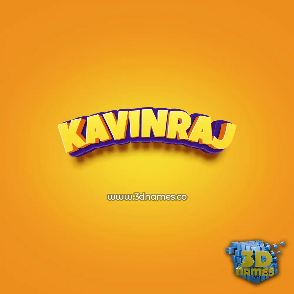 kavinraj in Orange Toon style - 3D name wallpaper