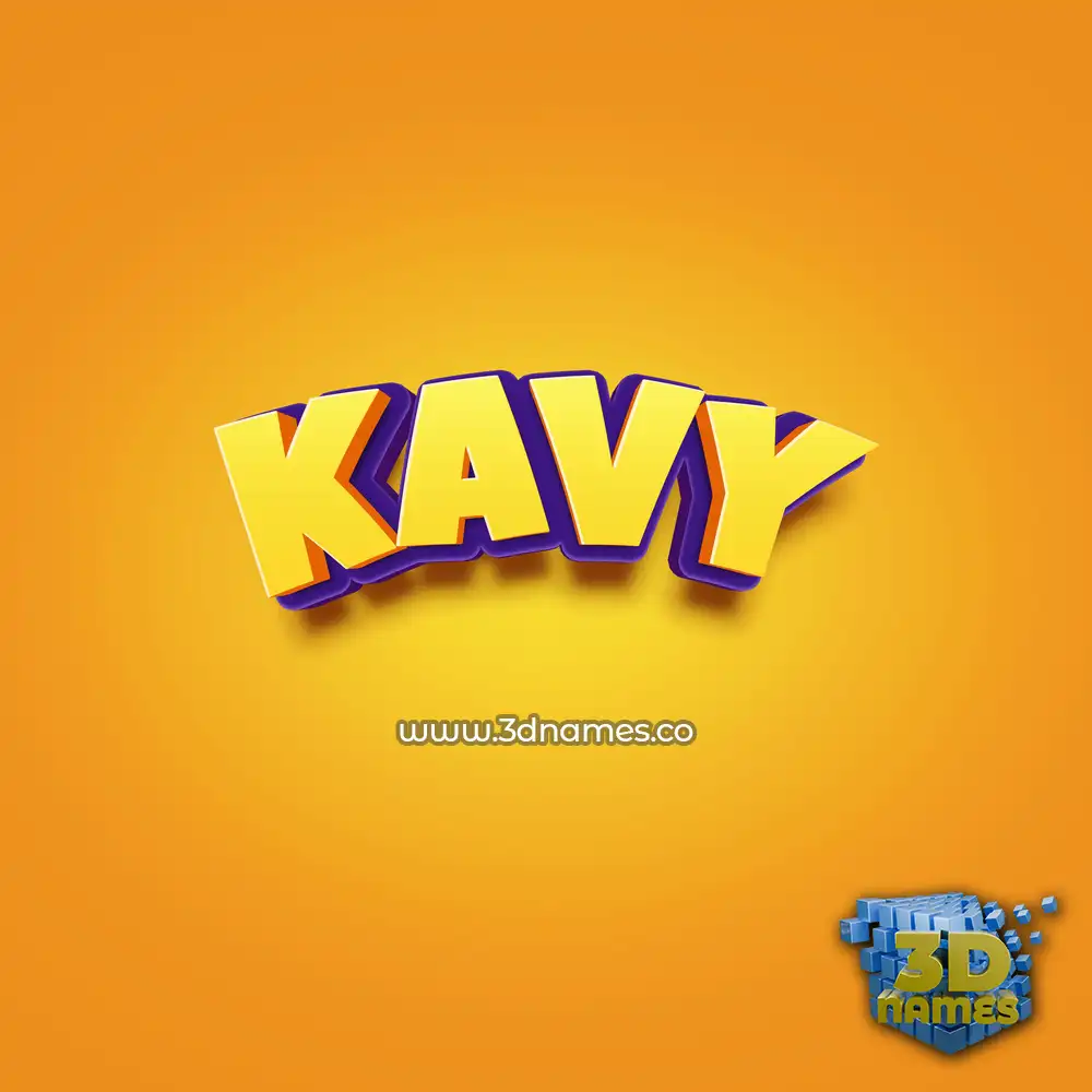 kavy in Orange Toon style - 3D name wallpaper