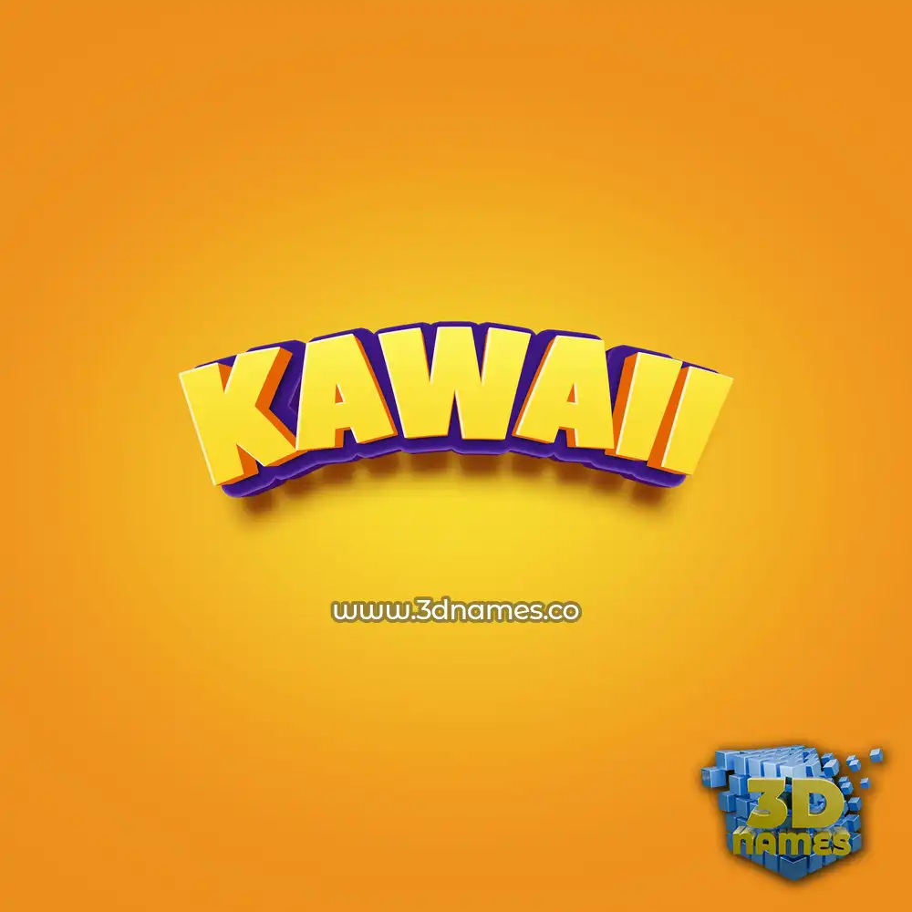 kawaii in Orange Toon style - 3D name wallpaper