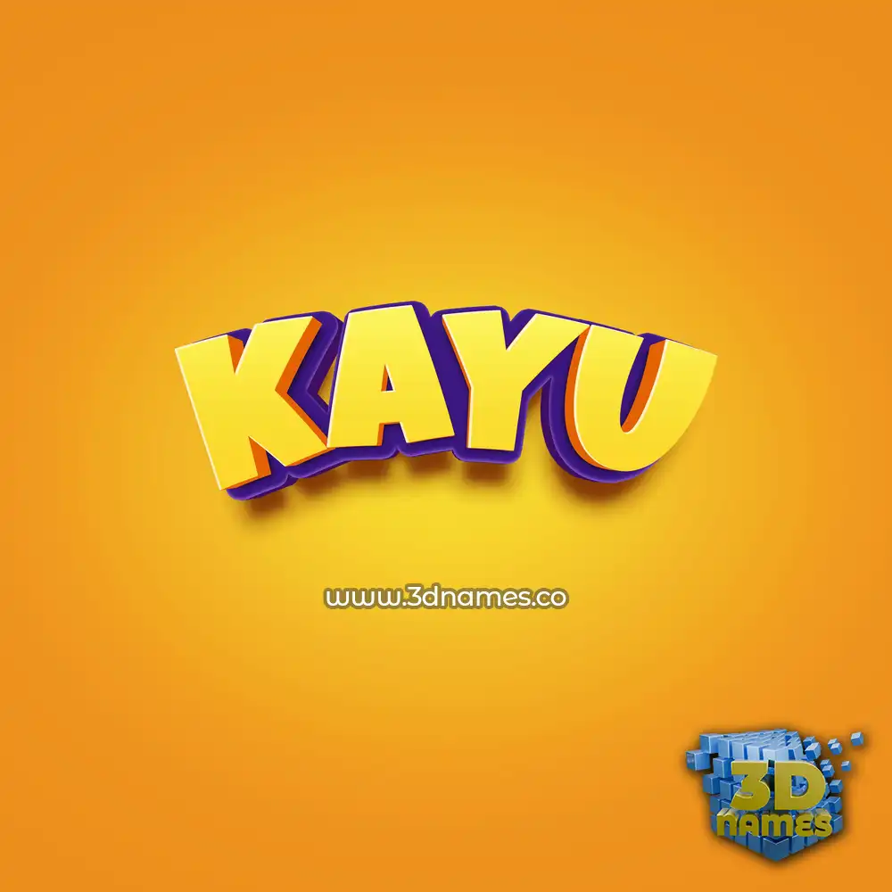 kayu in Orange Toon style - 3D name wallpaper