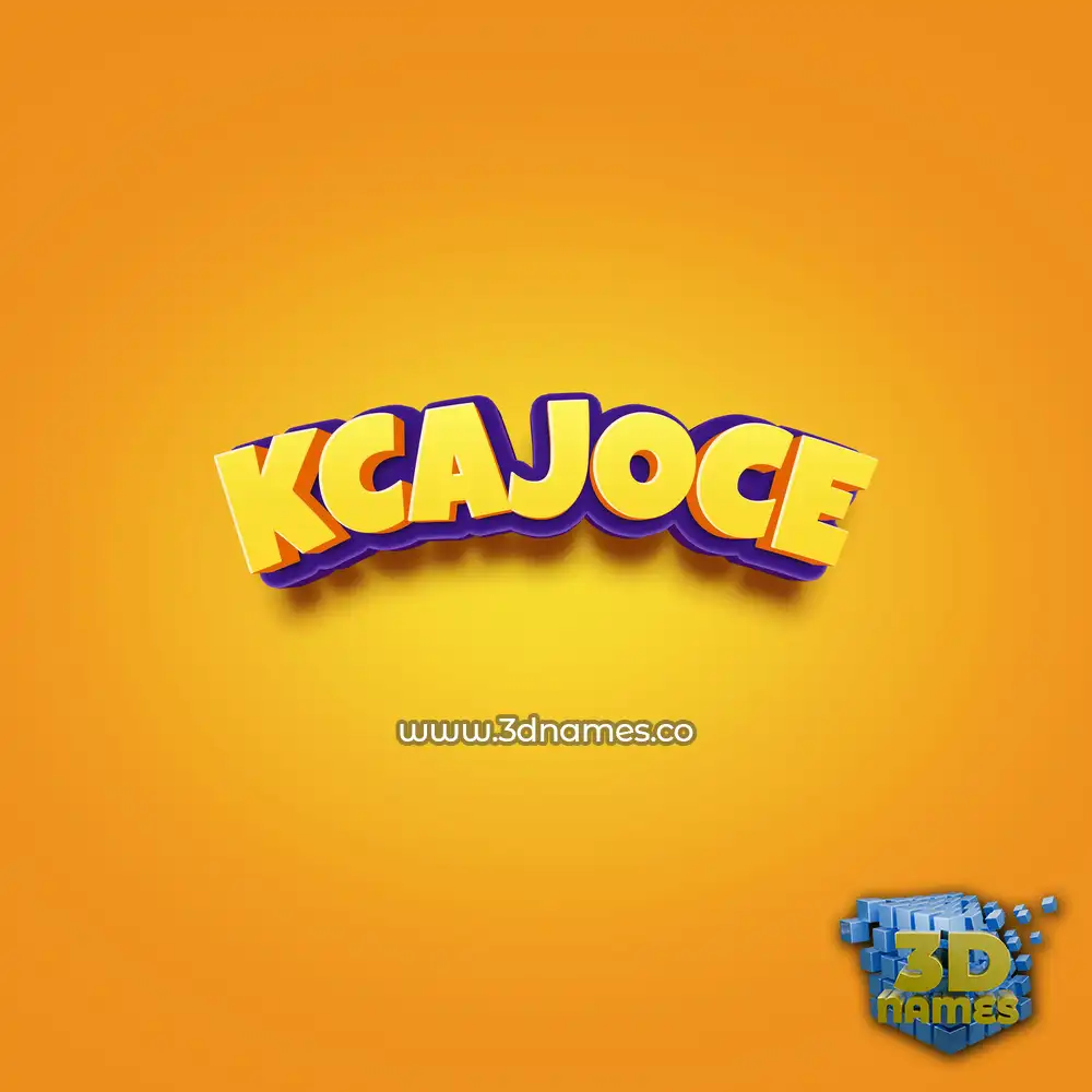 kcajoce in Orange Toon style - 3D name wallpaper