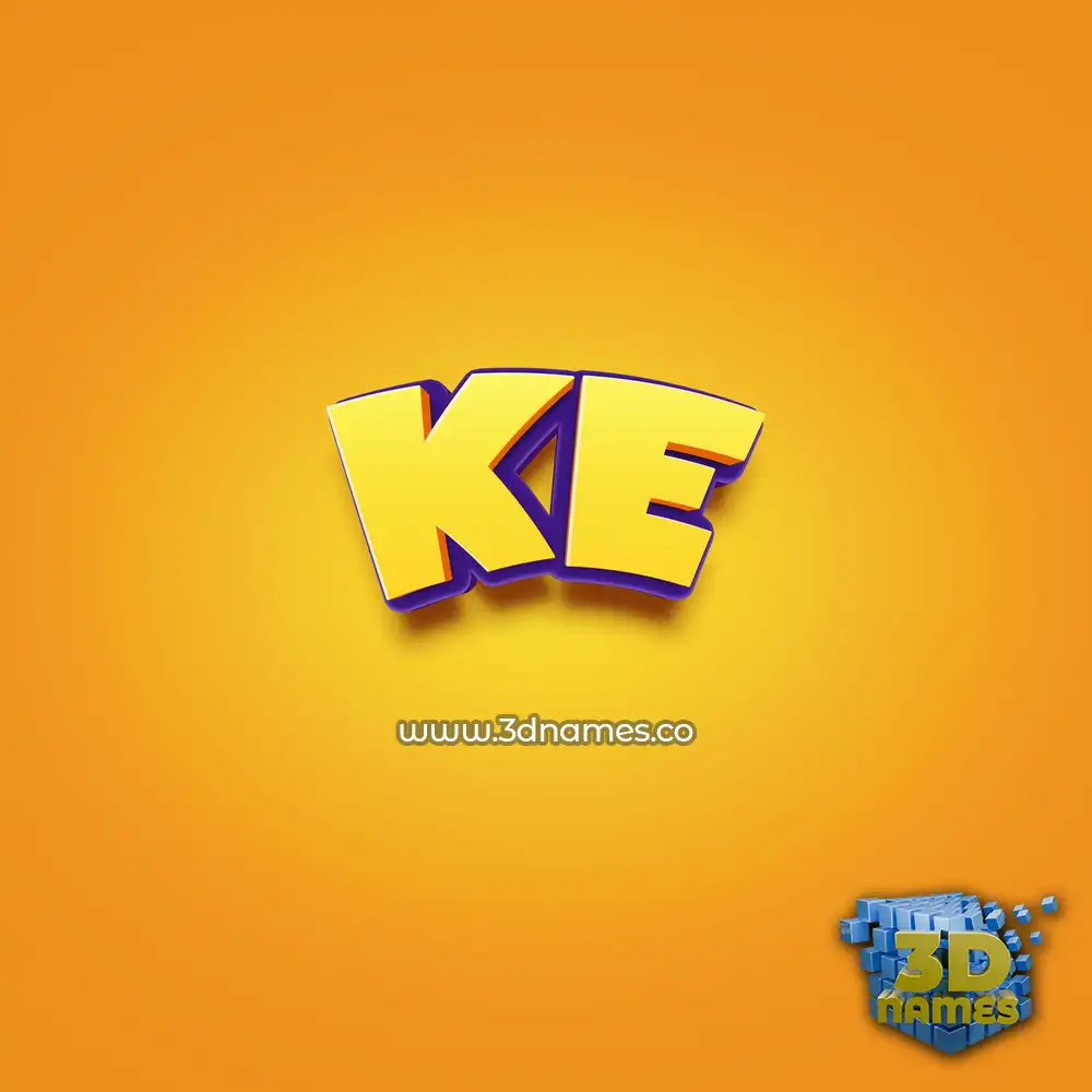 ke in Orange Toon style - 3D name wallpaper