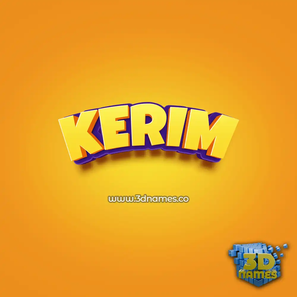 kerim in Orange Toon style - 3D name wallpaper