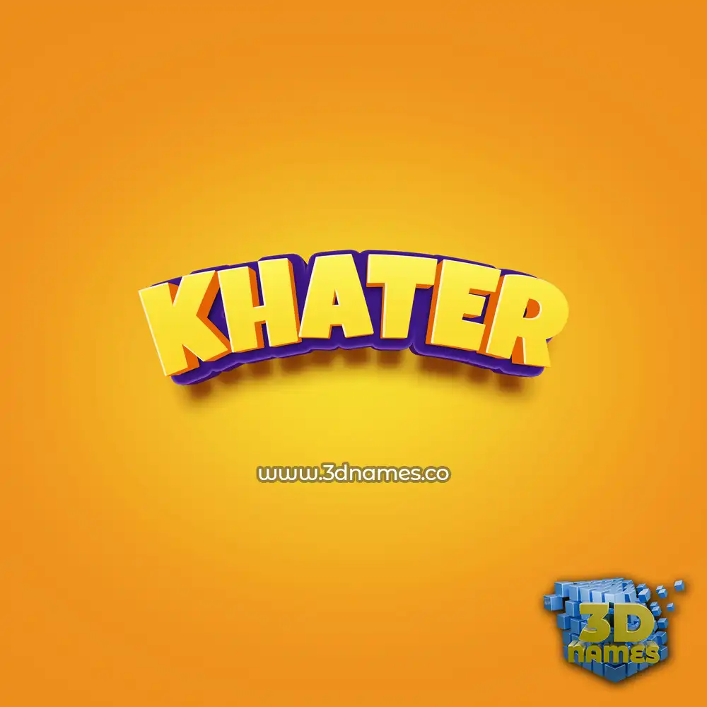 khater in Orange Toon style - 3D name wallpaper