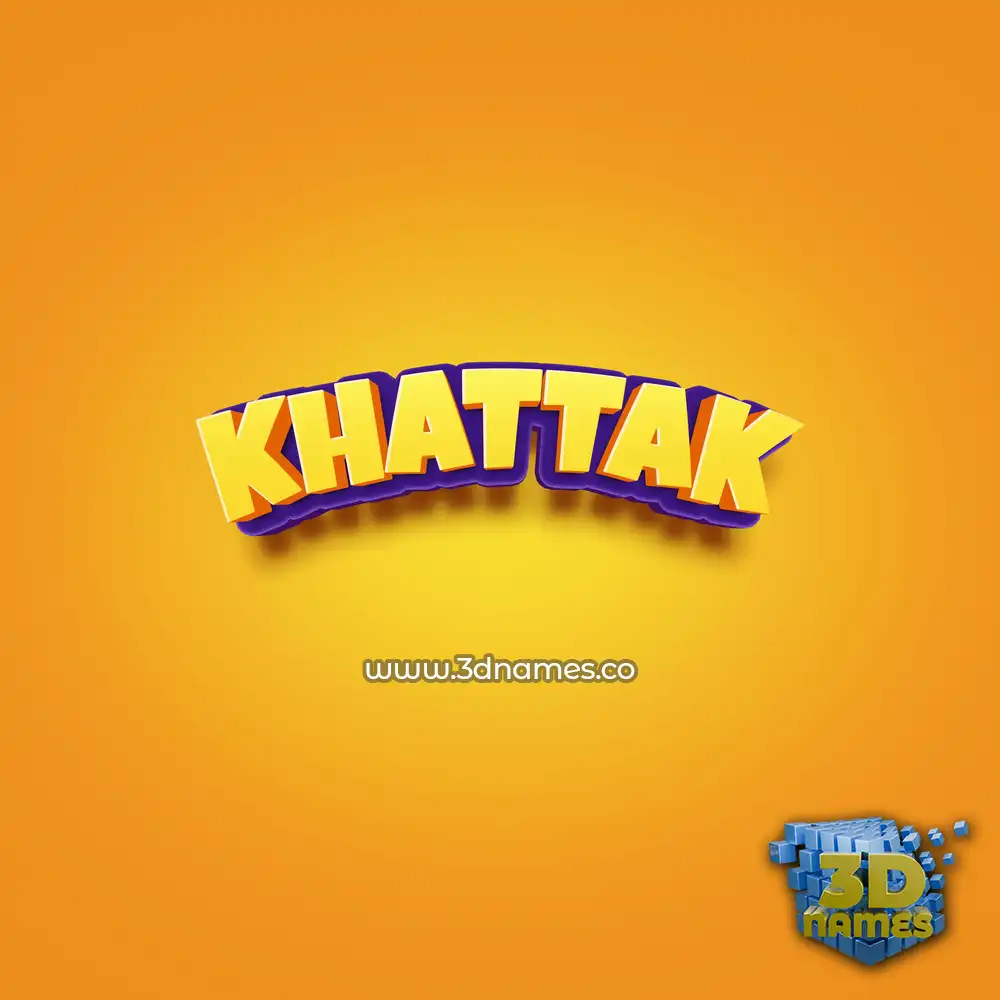 khattak in Orange Toon style - 3D name wallpaper