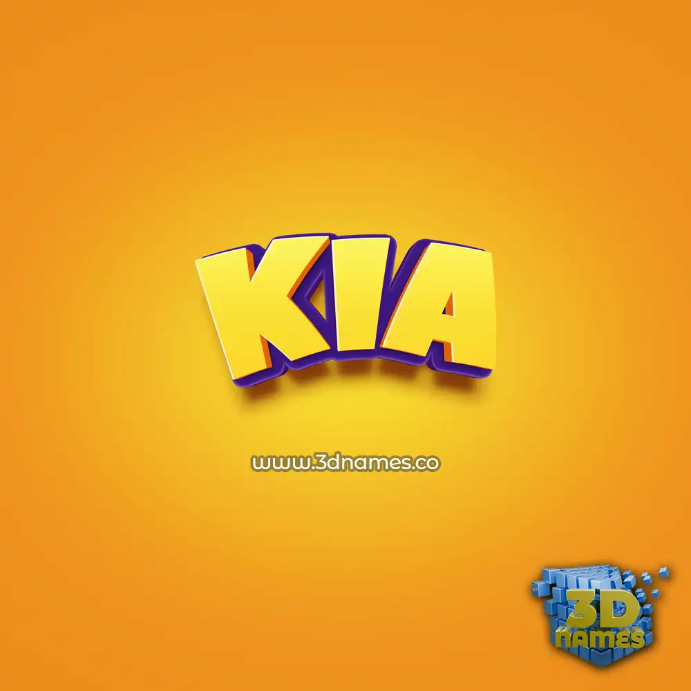 kia in Orange Toon style - 3D name wallpaper