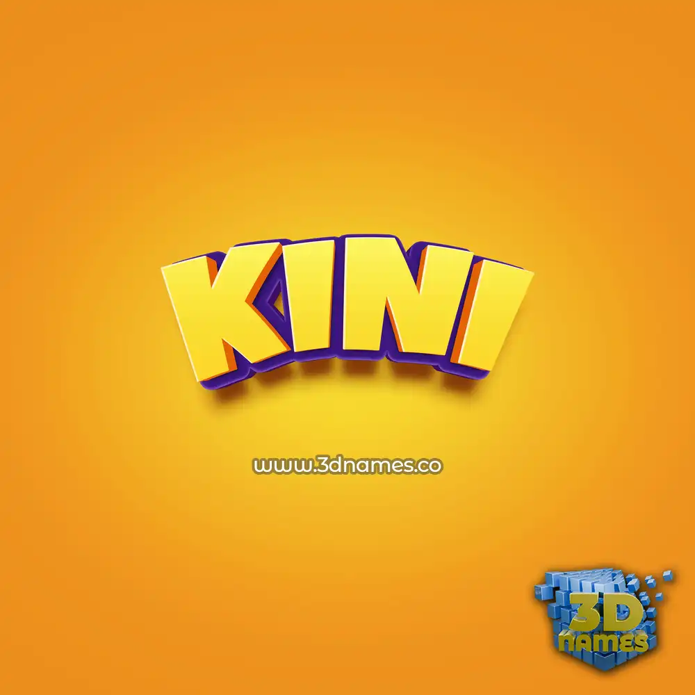 kini in Orange Toon style - 3D name wallpaper