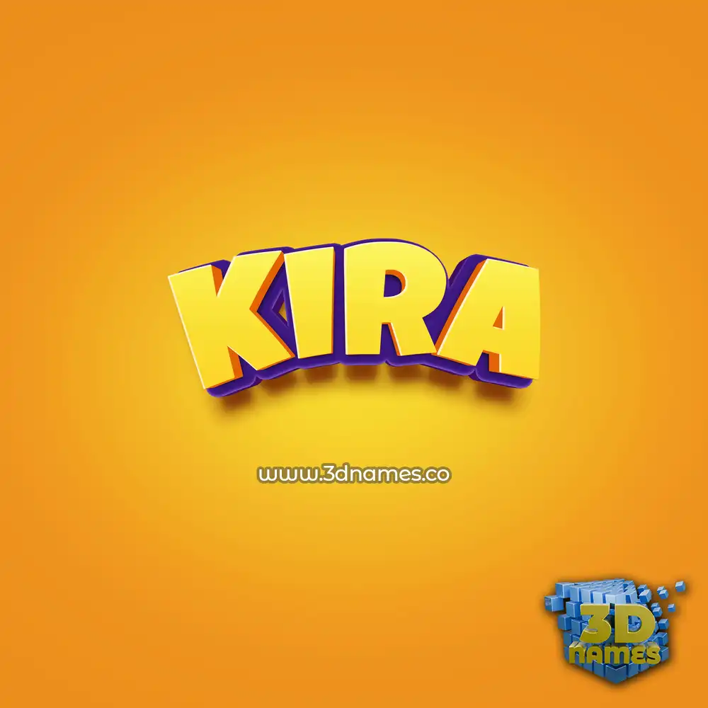 kira in Orange Toon style - 3D name wallpaper