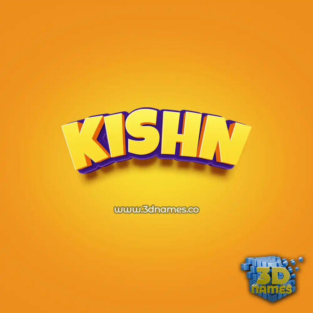 kishn in Orange Toon style - 3D name wallpaper
