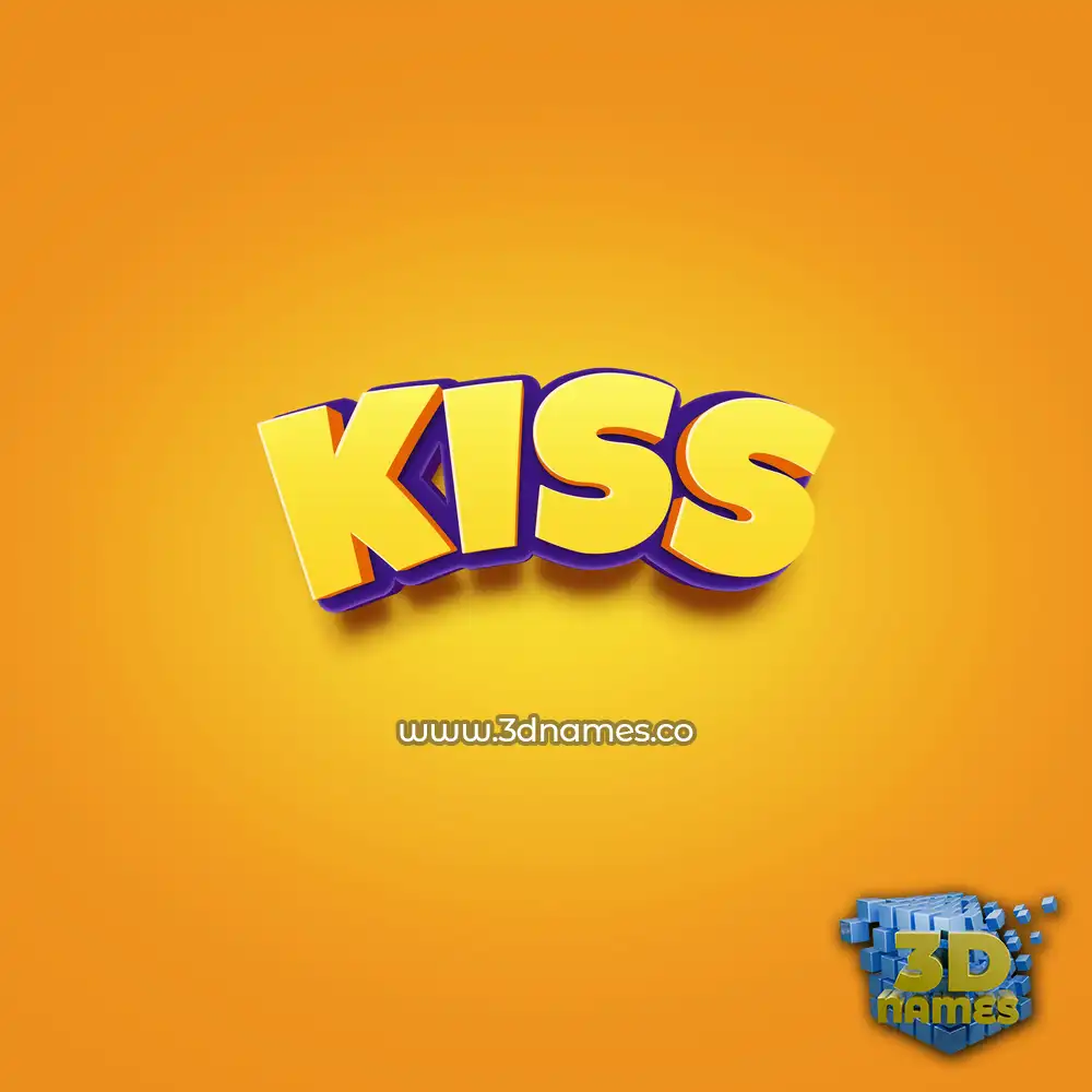 kiss in Orange Toon style - 3D name wallpaper
