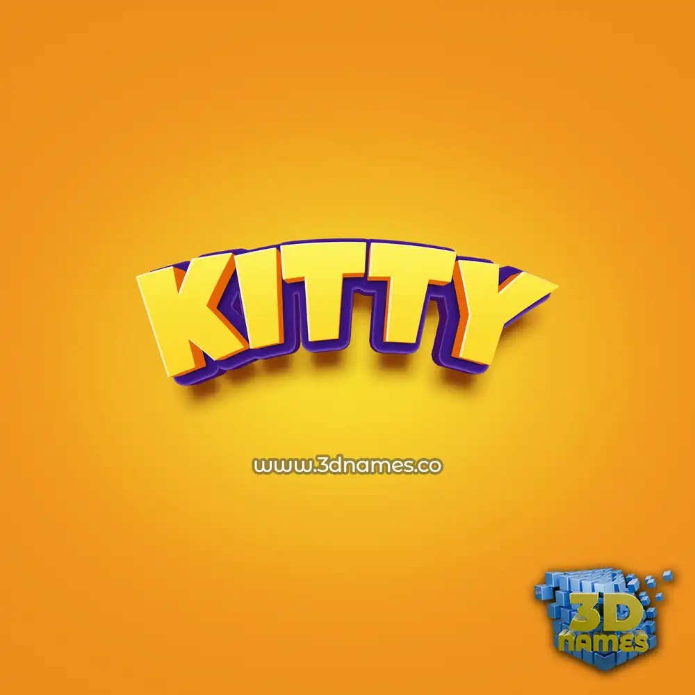 kitty in Orange Toon style - 3D name wallpaper