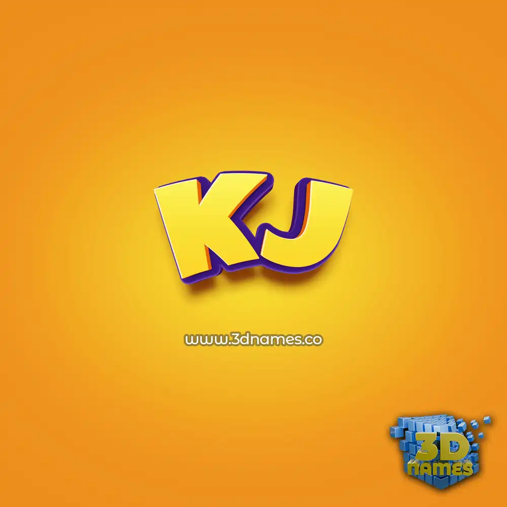 kj in Orange Toon style - 3D name wallpaper