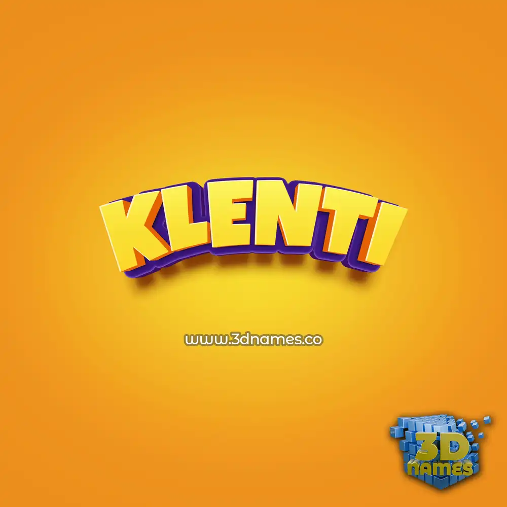 klenti in Orange Toon style - 3D name wallpaper