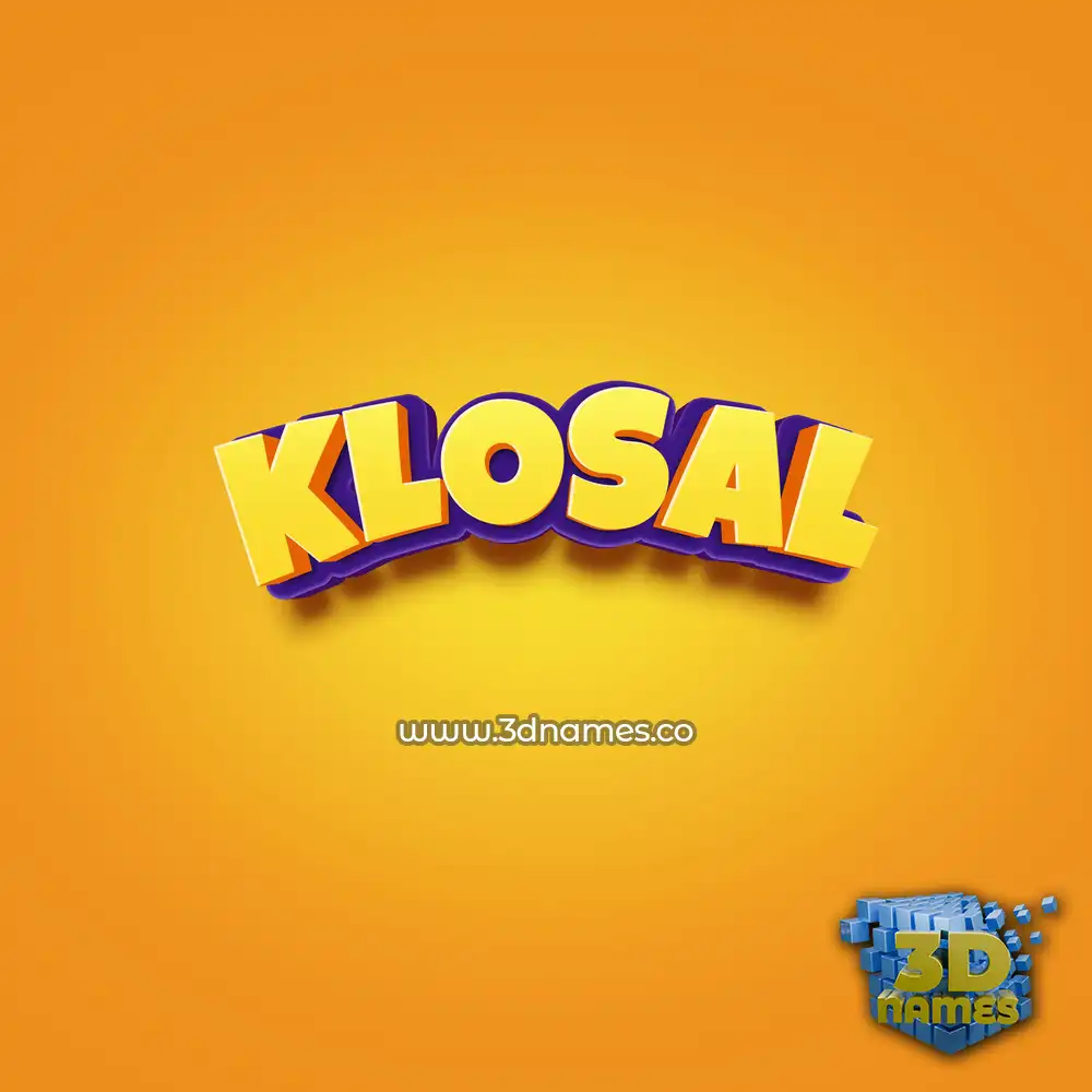 klosal in Orange Toon style - 3D name wallpaper