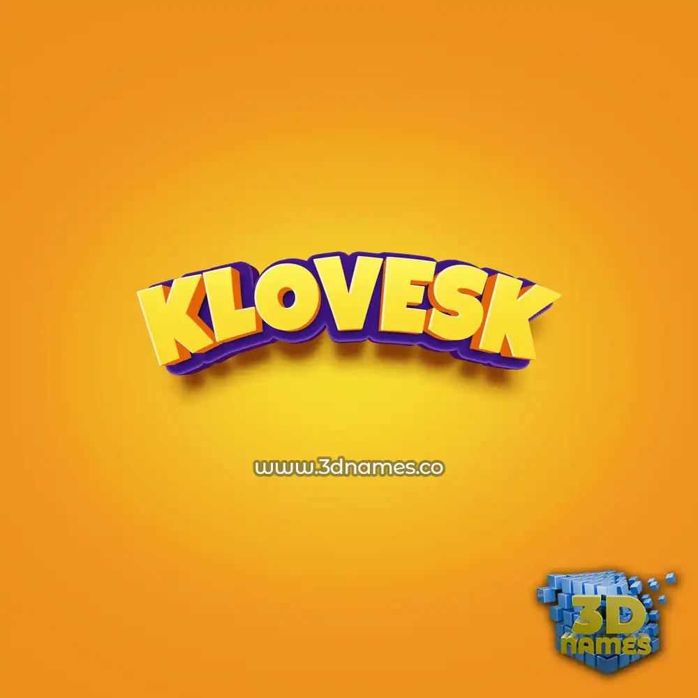 klovesk in Orange Toon style - 3D name wallpaper