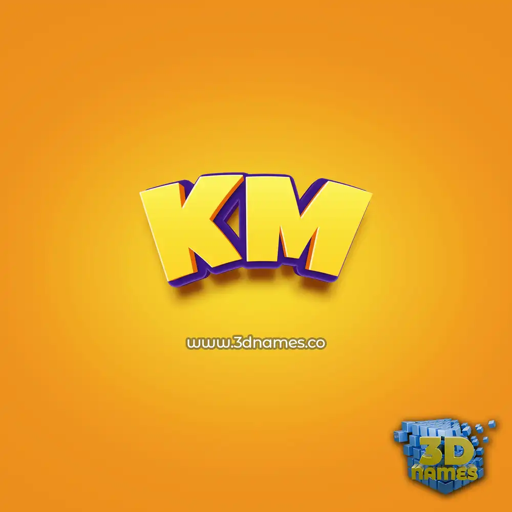 km in Orange Toon style - 3D name wallpaper