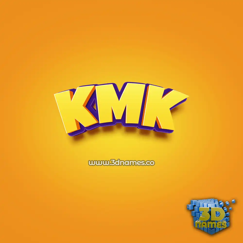 kmk in Orange Toon style - 3D name wallpaper
